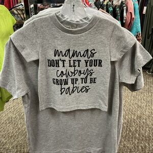 Rabbit Skins Gray Kids Tee - Mamas Don't Let Your Cowboys Grow Up to Be Babies